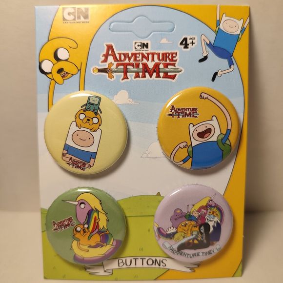 Adventure Time Pin Buttons Set of Four Official Cartoon Network Collectibles - Picture 1 of 1